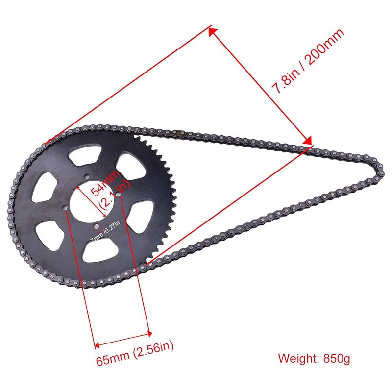 doinal 35# Sprocket Rear with Chain 108 Links Replacement for Razor Dirt Bike MX350 MX650 SX500 Accessories 65 Teeth Sprocket with Electric Bike Flywheel Adapter - Image 3